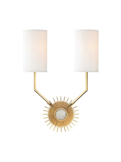Borland 2-Light Wall Sconce in Aged Brass.